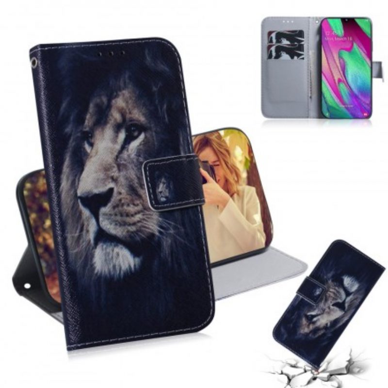 Custodia in pelle Samsung Galaxy A40 Leone Sognante