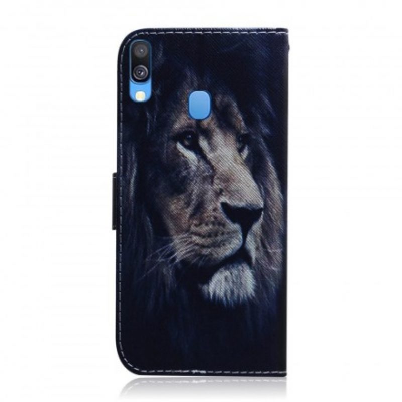 Custodia in pelle Samsung Galaxy A40 Leone Sognante