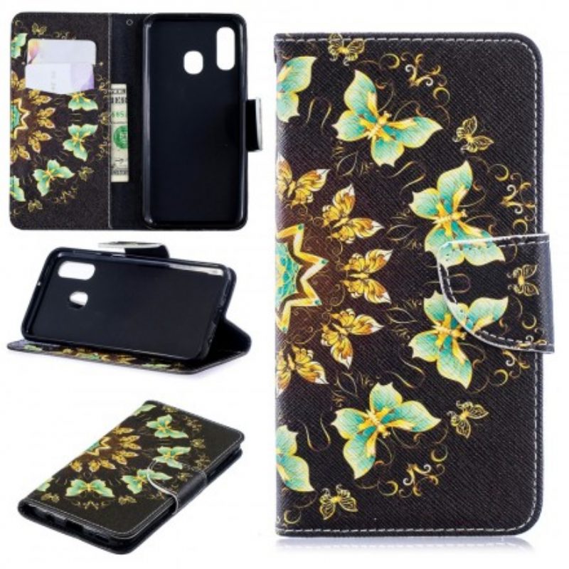Custodia in pelle Samsung Galaxy A40 Mandala Farfalle