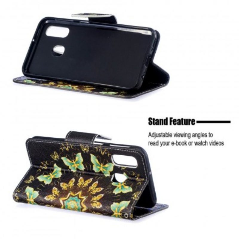 Custodia in pelle Samsung Galaxy A40 Mandala Farfalle