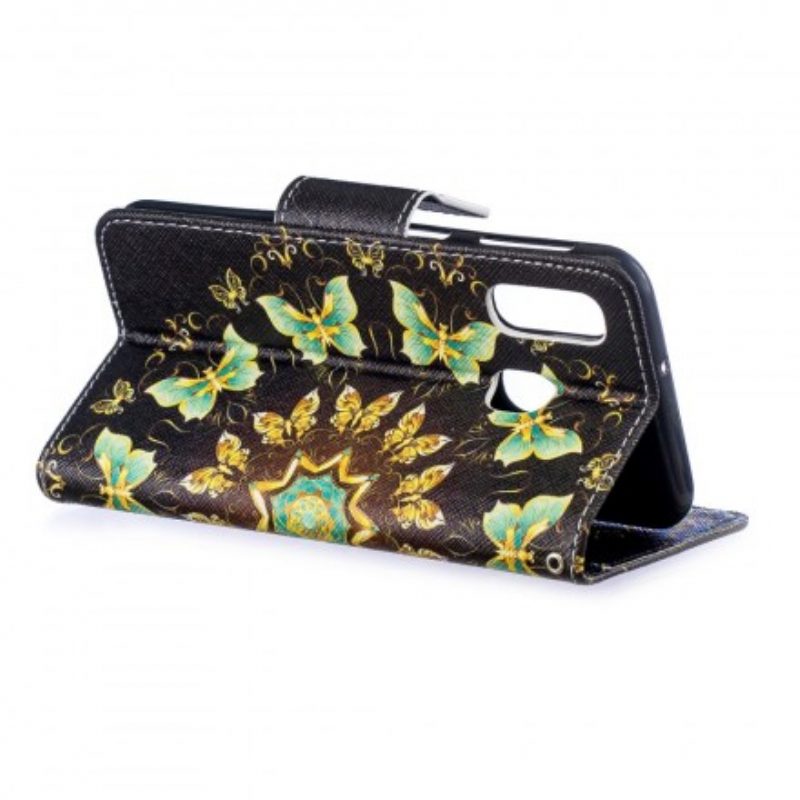 Custodia in pelle Samsung Galaxy A40 Mandala Farfalle