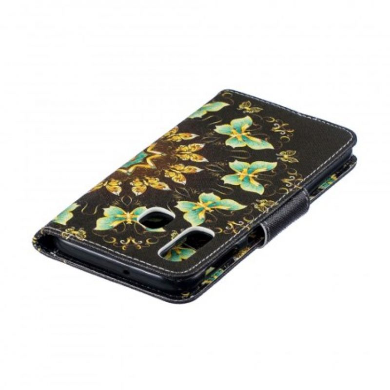 Custodia in pelle Samsung Galaxy A40 Mandala Farfalle