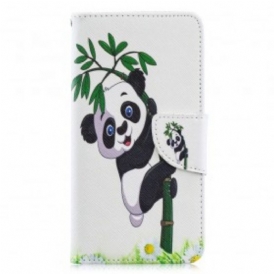 Custodia in pelle Samsung Galaxy A40 Panda Su Bambù