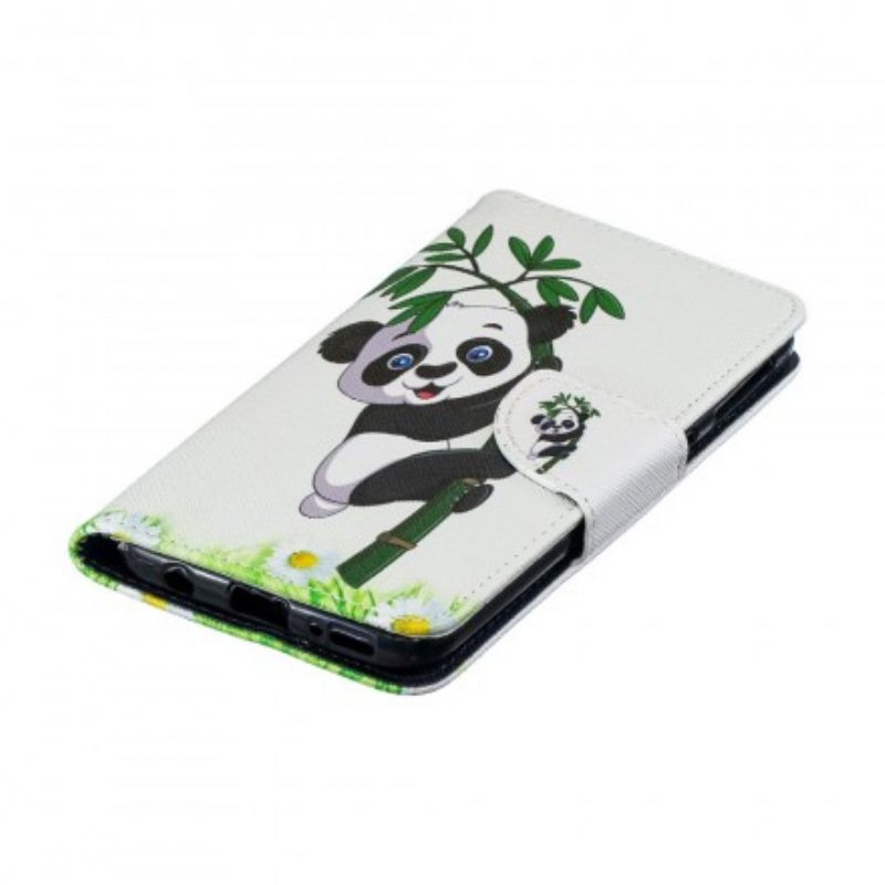 Custodia in pelle Samsung Galaxy A40 Panda Su Bambù