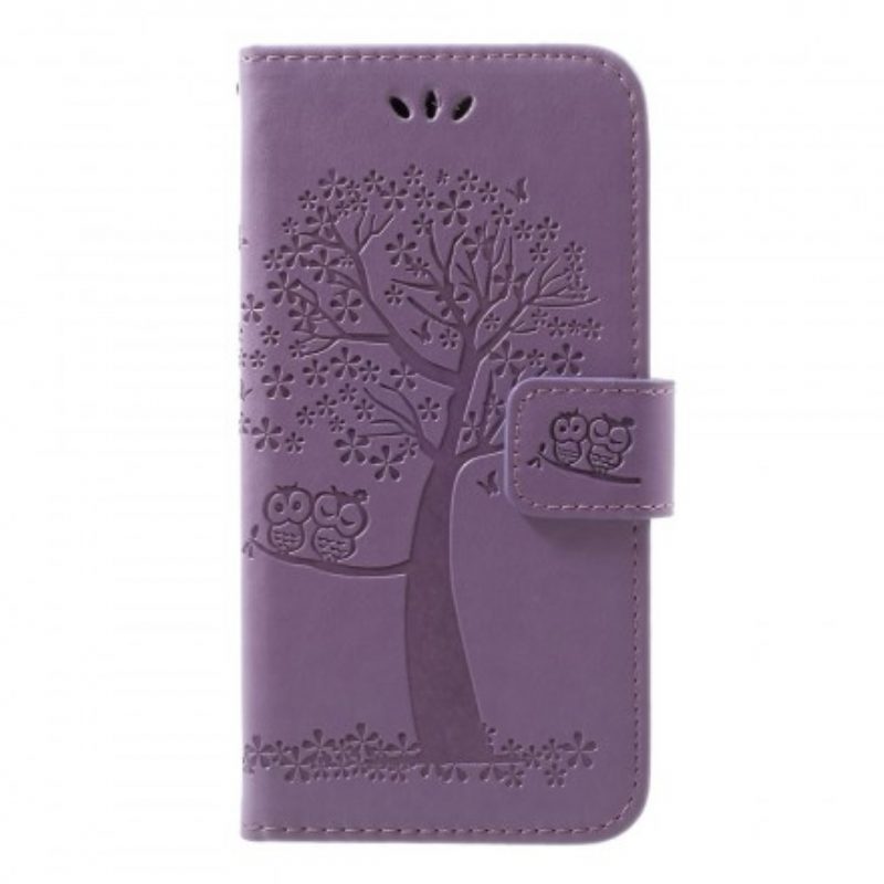 Custodia in pelle Samsung Galaxy A40 Perizoma Albero E Gufi