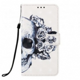Custodia in pelle Samsung Galaxy A40 Teschio Fiorito