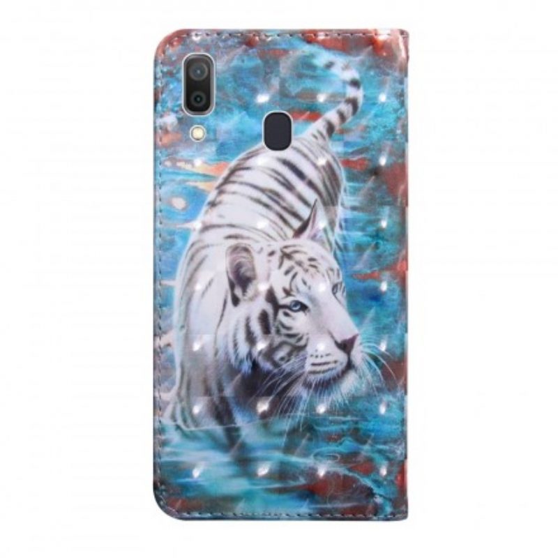 Custodia in pelle Samsung Galaxy A40 Tigre In Acqua