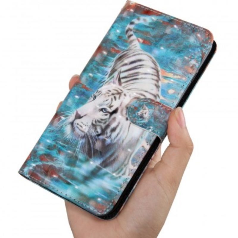 Custodia in pelle Samsung Galaxy A40 Tigre In Acqua
