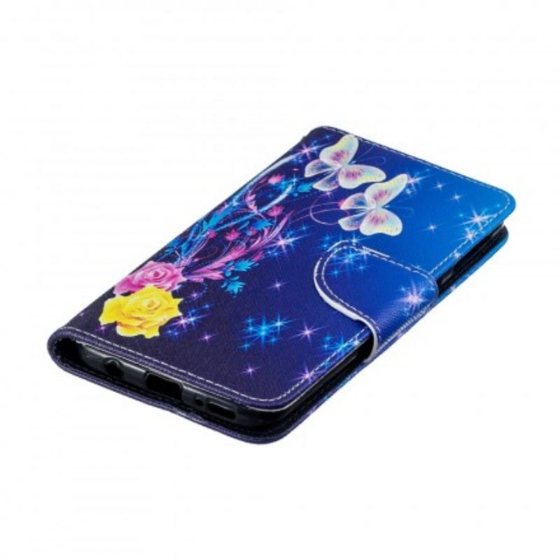 Folio Cover Samsung Galaxy A40 Farfalle Colorate Di Notte