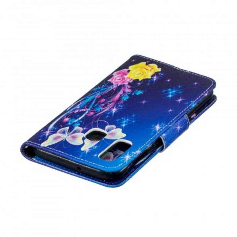 Folio Cover Samsung Galaxy A40 Farfalle Colorate Di Notte