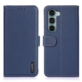 Custodia A Portafoglio Moto G200 5G Litchi In Vera Pelle Khazneh
