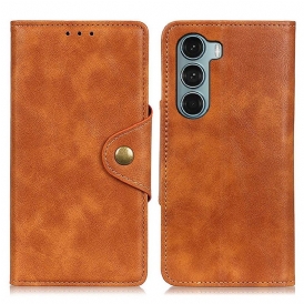 Custodia in pelle Moto G200 5G Ecopelle Vintage E Bottone