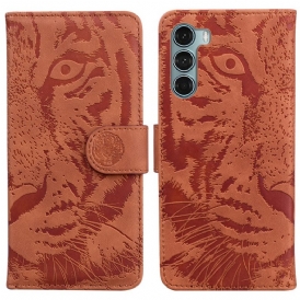 Custodia in pelle Moto G200 5G Stampa Faccia Di Tigre