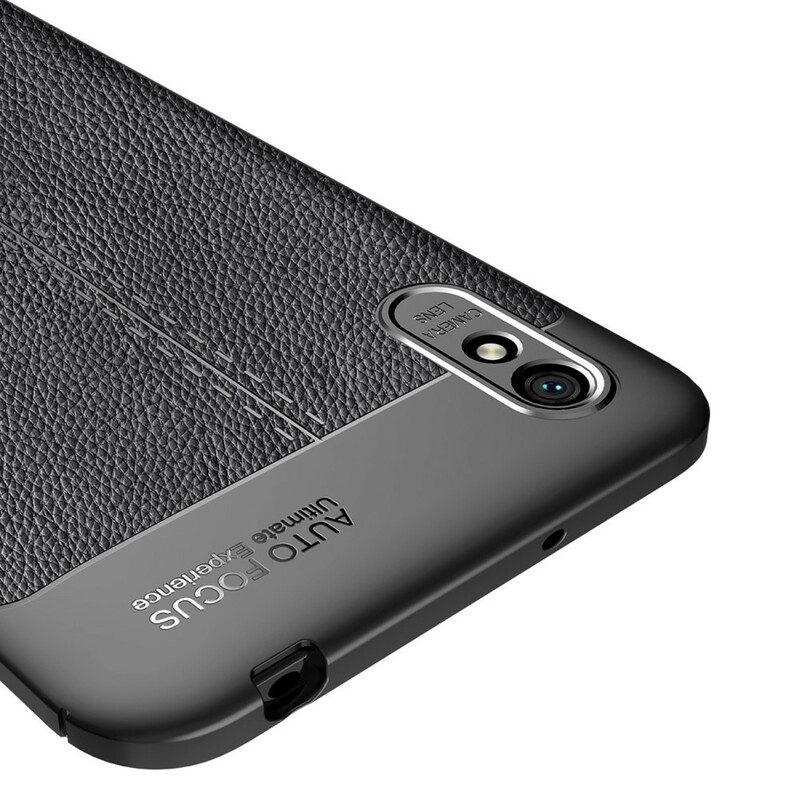 Cover Xiaomi Redmi 9A Doppia Linea Litchi Effetto Pelle