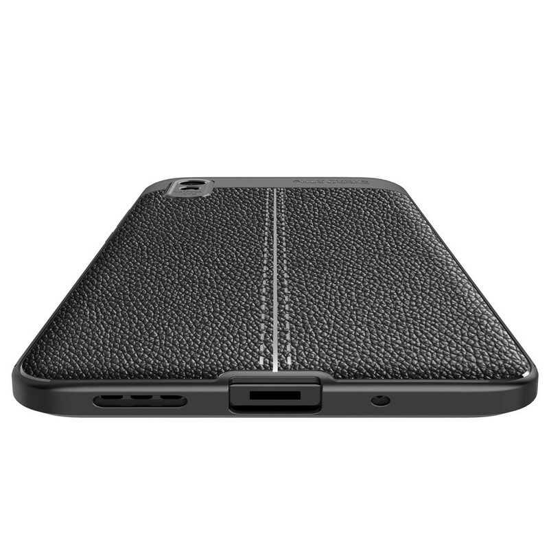 Cover Xiaomi Redmi 9A Doppia Linea Litchi Effetto Pelle