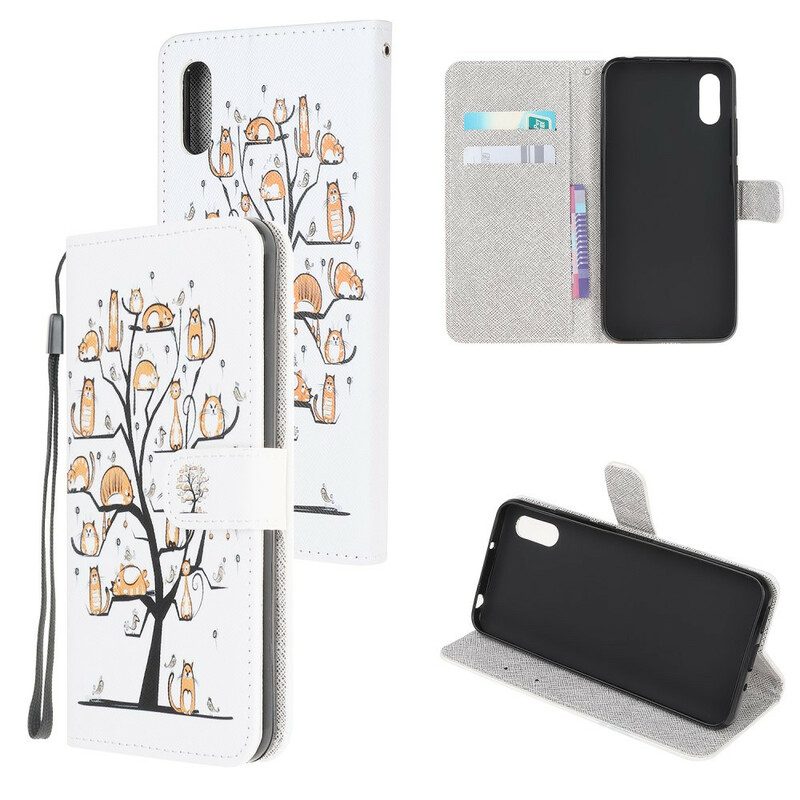 Custodia A Portafoglio Xiaomi Redmi 9A Gatti Funky Con Cinturino