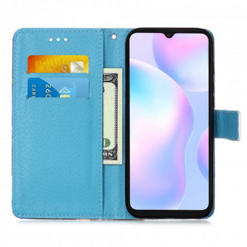 Custodia in pelle Xiaomi Redmi 9A Amo Le Farfalle Strappy