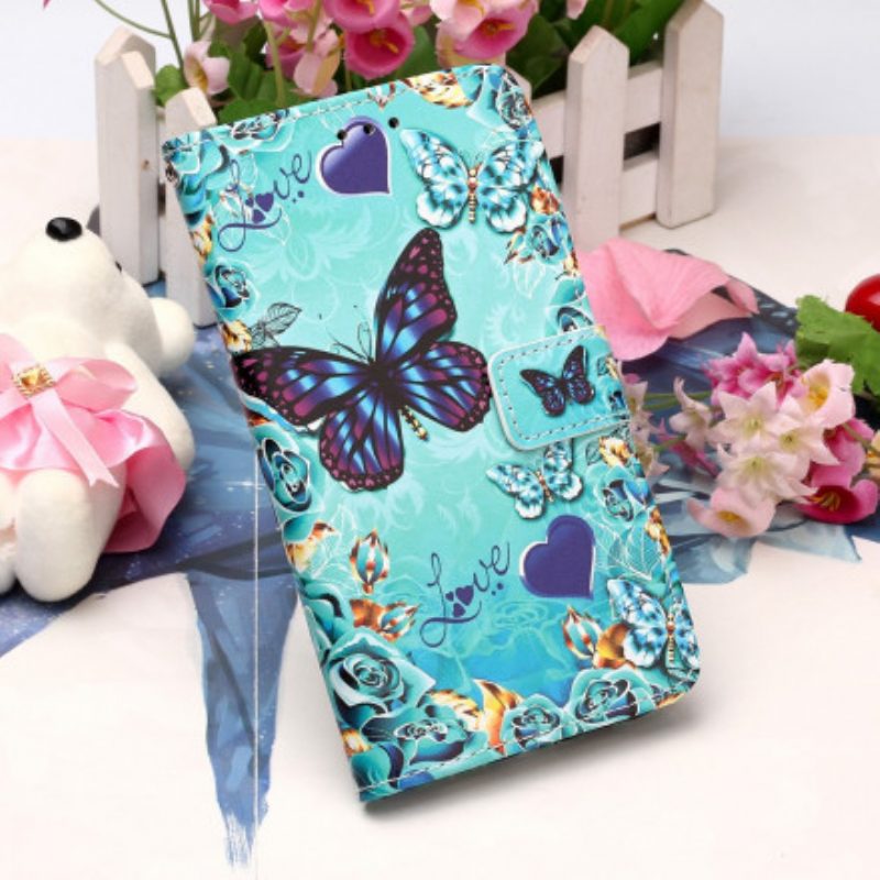 Custodia in pelle Xiaomi Redmi 9A Amo Le Farfalle Strappy