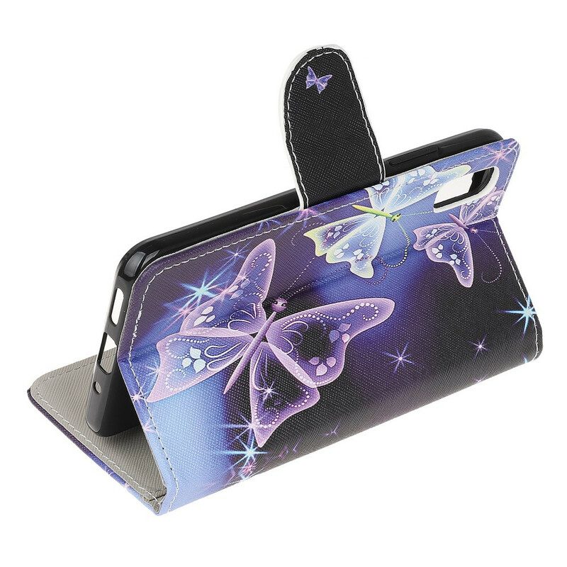 Custodia in pelle Xiaomi Redmi 9A Farfalle Al Neon