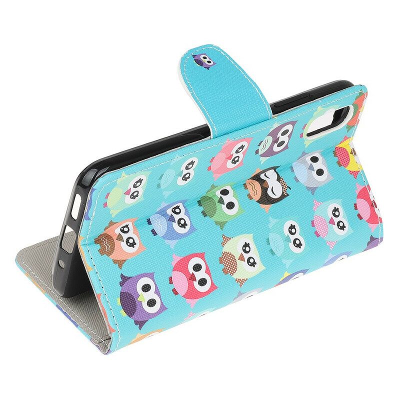 Custodia in pelle Xiaomi Redmi 9A Gufi Multipli