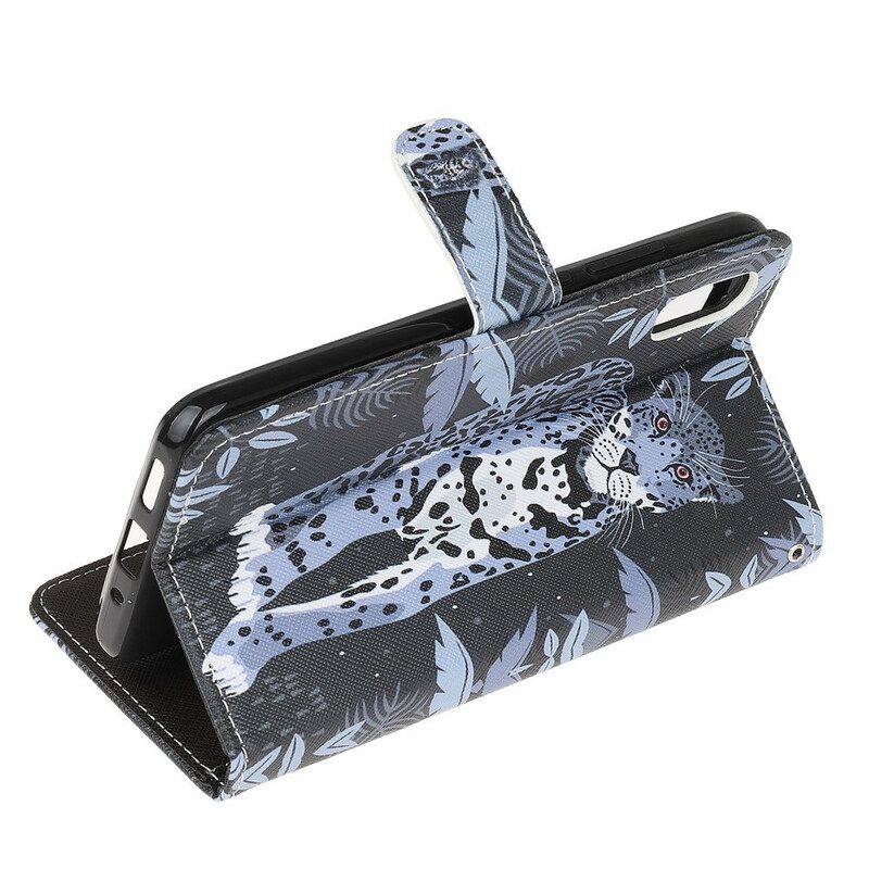 Custodia in pelle Xiaomi Redmi 9A Leopardo Con Spalline