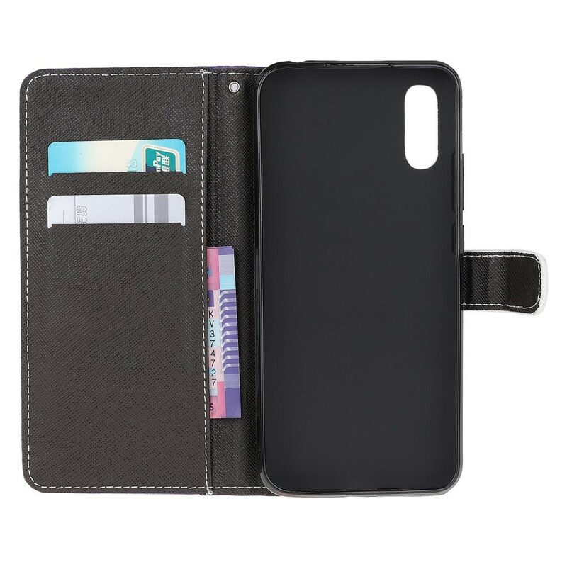Custodia in pelle Xiaomi Redmi 9A Strappy Occhi Di Gatto Nero