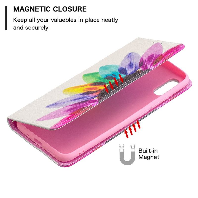Folio Cover Xiaomi Redmi 9A Custodia in pelle Fiore Dell'acquerello
