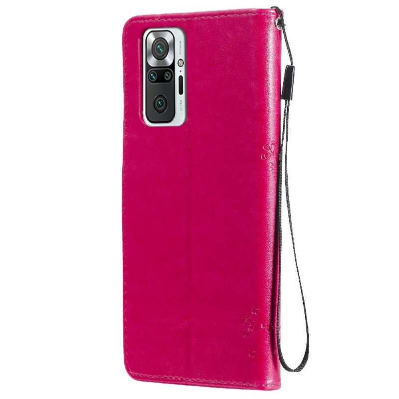 Custodia in pelle Xiaomi Redmi Note 10 Pro Albero E Gatto Strappy