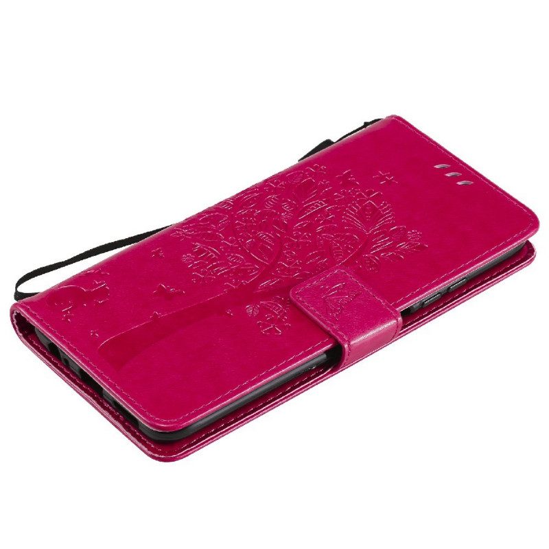 Custodia in pelle Xiaomi Redmi Note 10 Pro Albero E Gatto Strappy