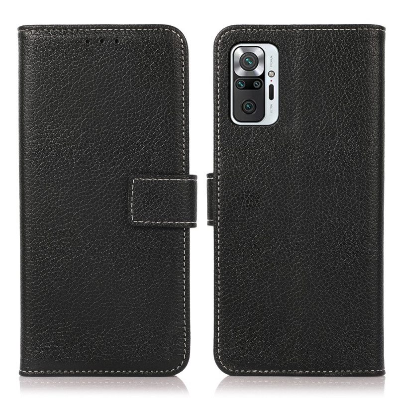 Custodia in pelle Xiaomi Redmi Note 10 Pro Cuciture A Vista Lychee