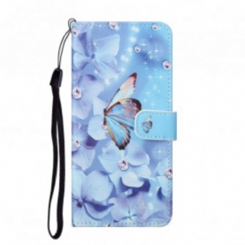 Custodia in pelle Xiaomi Redmi Note 10 Pro Farfalle Di Diamanti Strappy