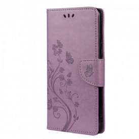 Custodia in pelle Xiaomi Redmi Note 10 Pro Farfalle E Fiori