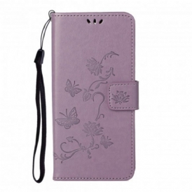 Custodia in pelle Xiaomi Redmi Note 10 Pro Farfalle E Fiori