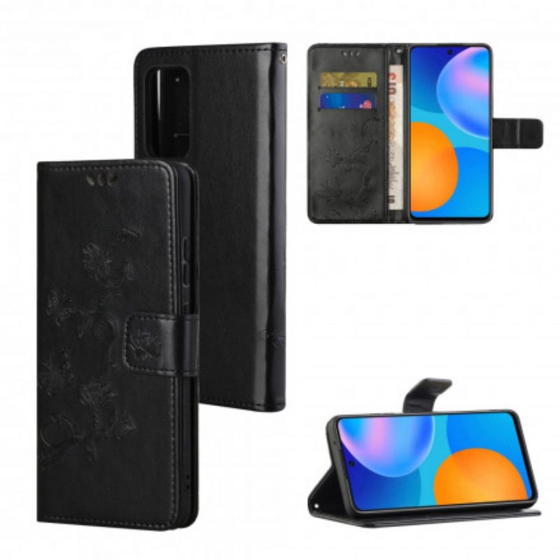 Custodia in pelle Xiaomi Redmi Note 10 Pro Farfalle E Fiori