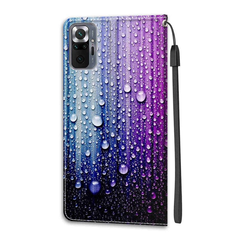 Custodia in pelle Xiaomi Redmi Note 10 Pro Gocce D'acqua Con Cordino