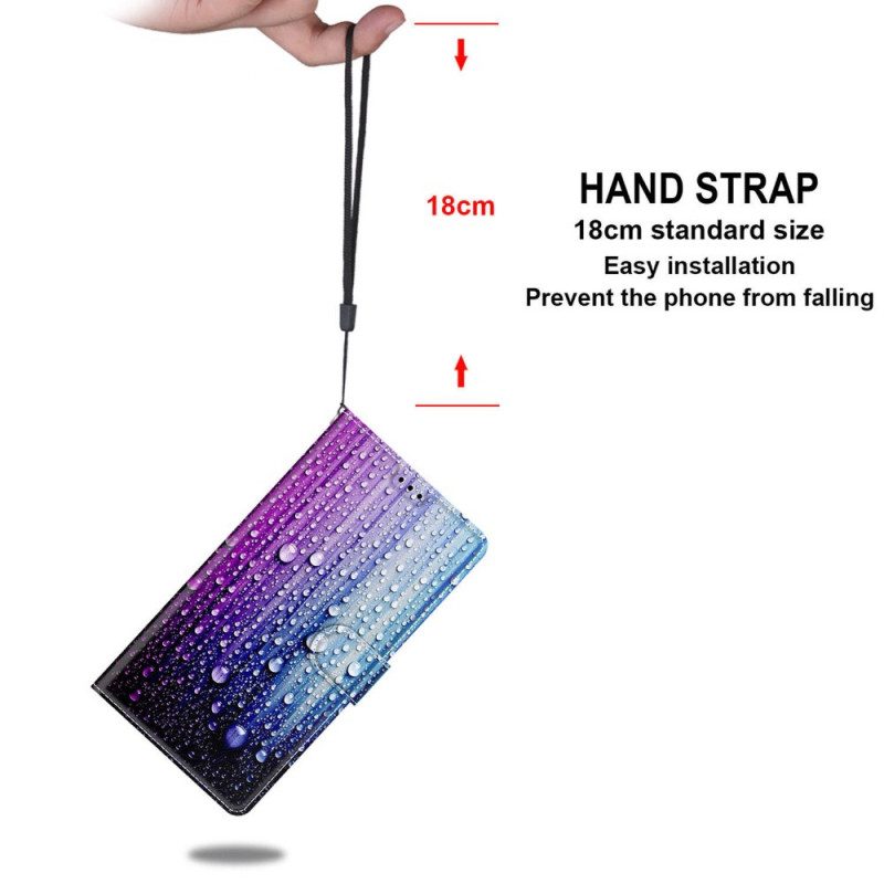 Custodia in pelle Xiaomi Redmi Note 10 Pro Gocce D'acqua Con Cordino