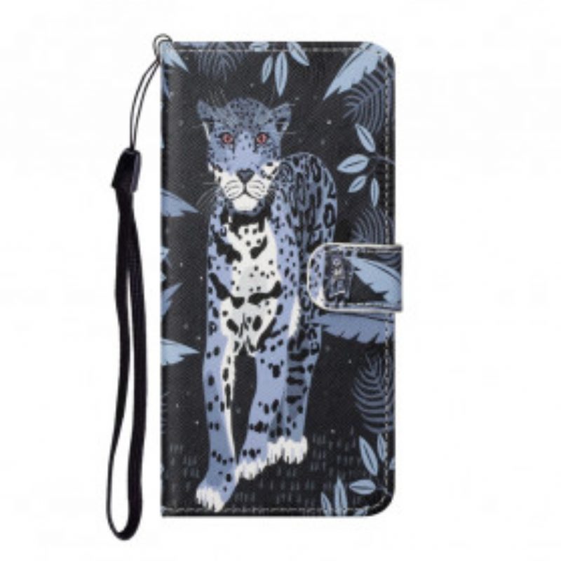 Custodia in pelle Xiaomi Redmi Note 10 Pro Leopardo Con Spalline