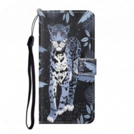 Custodia in pelle Xiaomi Redmi Note 10 Pro Leopardo Con Spalline