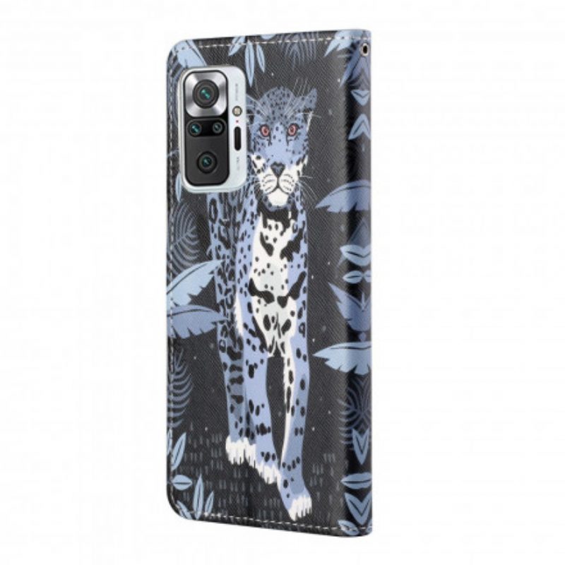 Custodia in pelle Xiaomi Redmi Note 10 Pro Leopardo Con Spalline