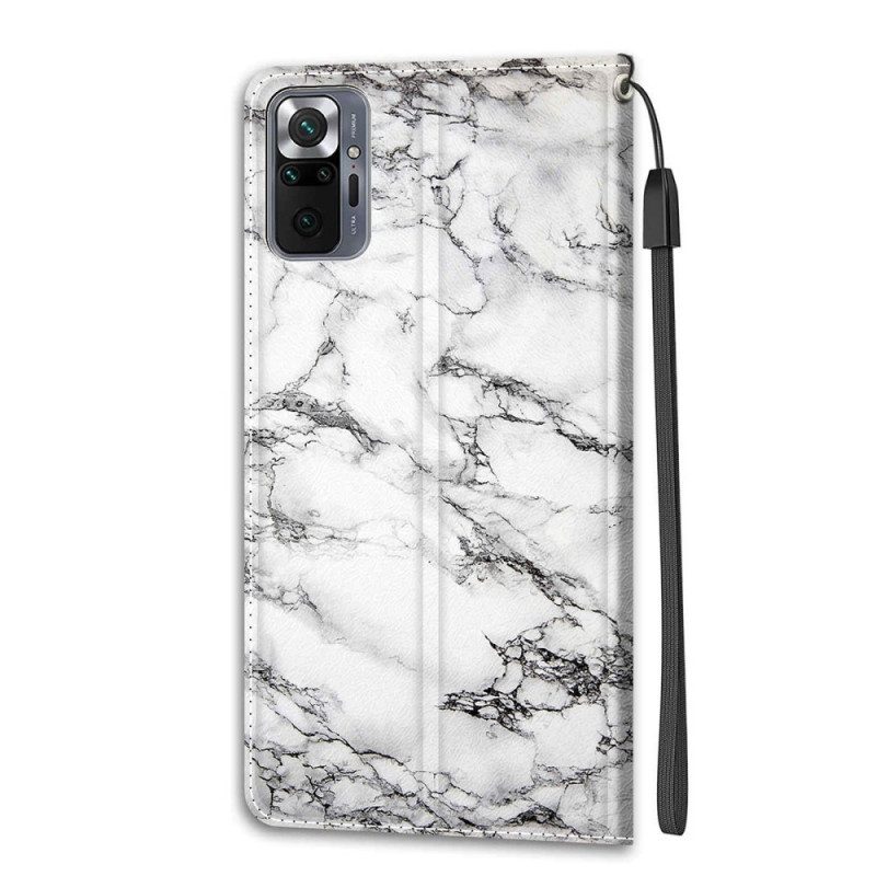 Custodia in pelle Xiaomi Redmi Note 10 Pro Marmo Con Cordino