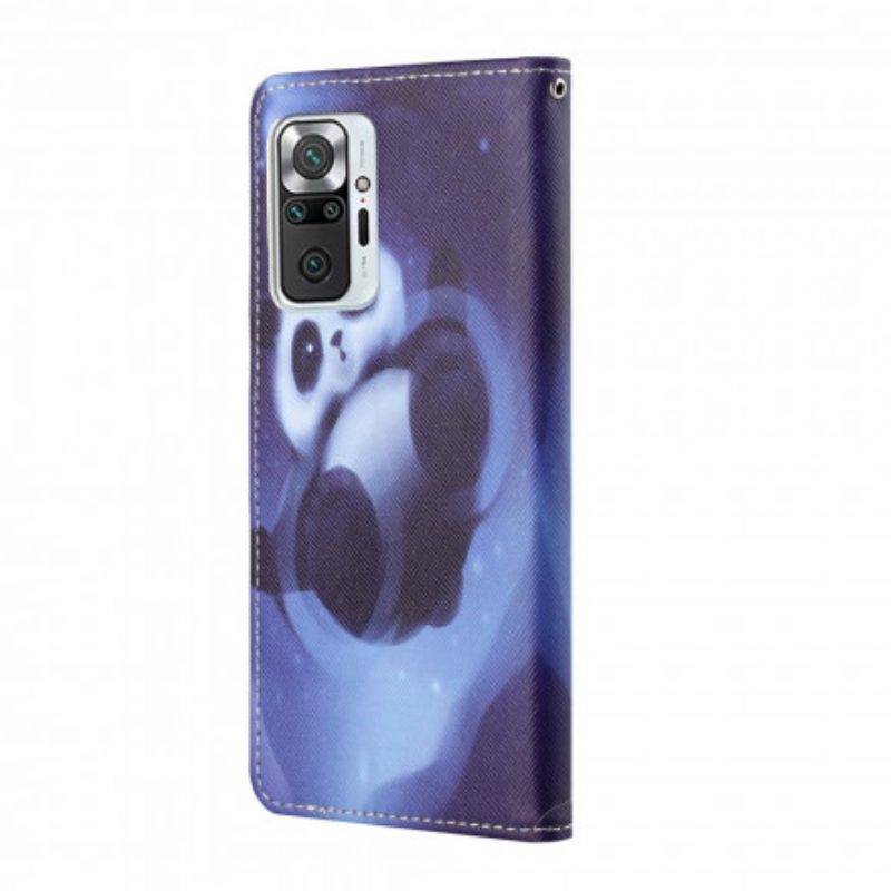 Custodia in pelle Xiaomi Redmi Note 10 Pro Panda Space Con Cordino