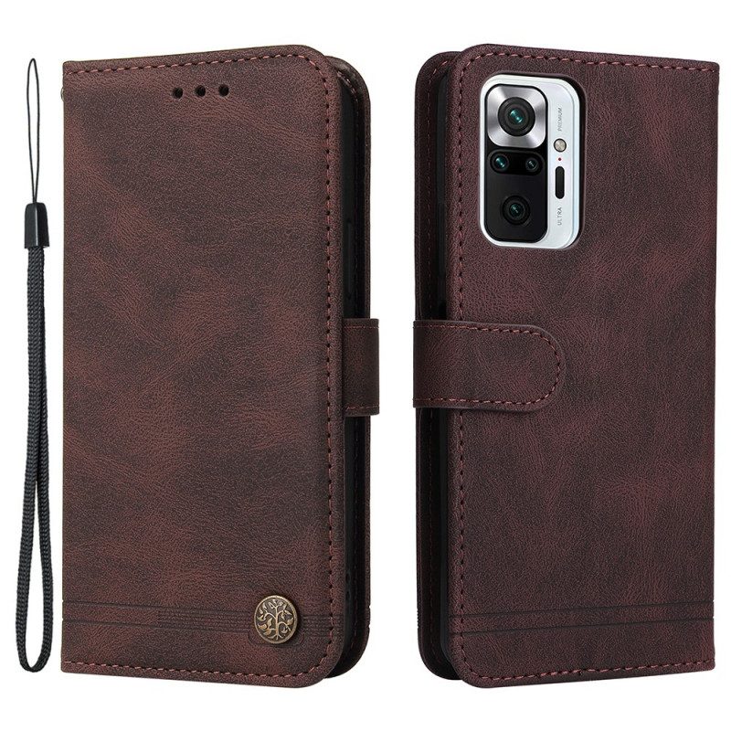 Custodia in pelle Xiaomi Redmi Note 10 Pro Rivetto E Cinturino In Ecopelle
