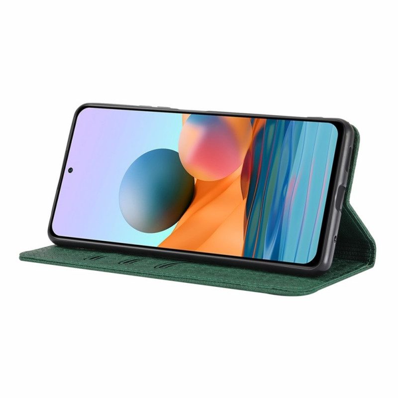 Custodia in pelle Xiaomi Redmi Note 10 Pro Stile In Pelle Intrecciata Con Cinturino
