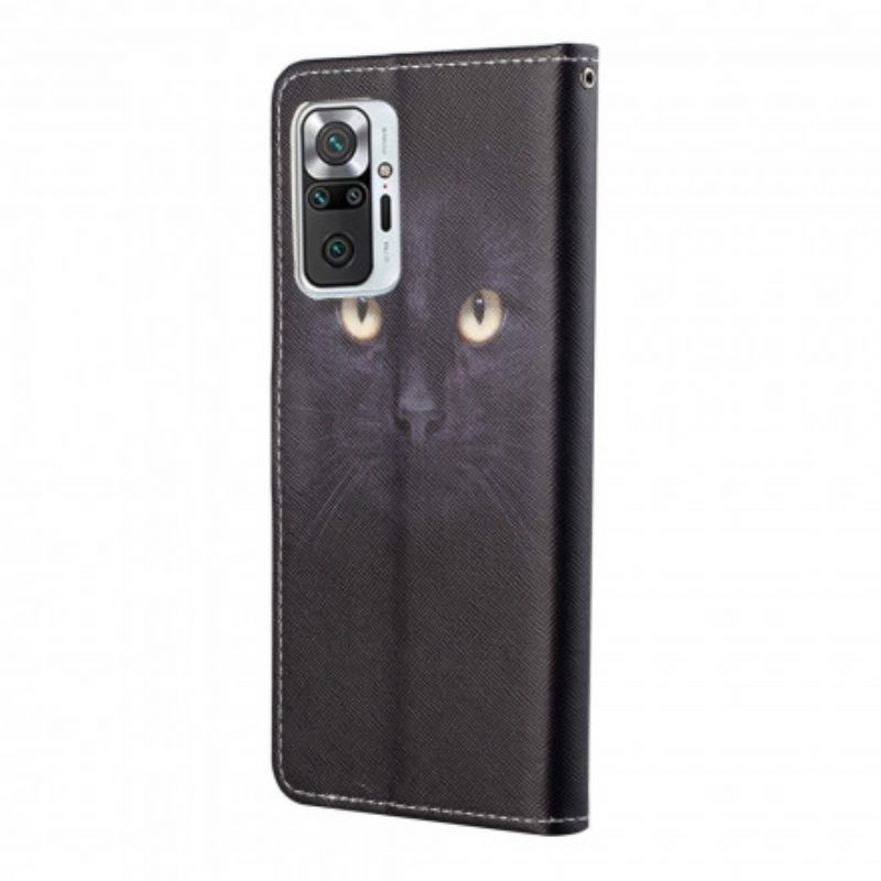 Custodia in pelle Xiaomi Redmi Note 10 Pro Strappy Occhi Di Gatto Nero