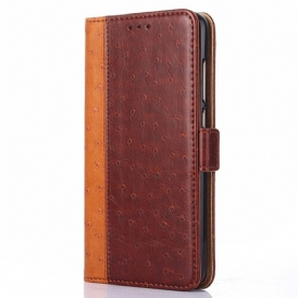 Custodia in pelle Xiaomi Redmi Note 10 Pro Struttura Della Pelle Di Struzzo Bicolore