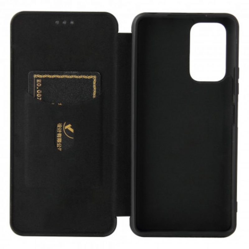 Folio Cover Xiaomi Redmi Note 10 Pro Custodia in pelle Fibra Di Carbonio Con Anello Di Supporto