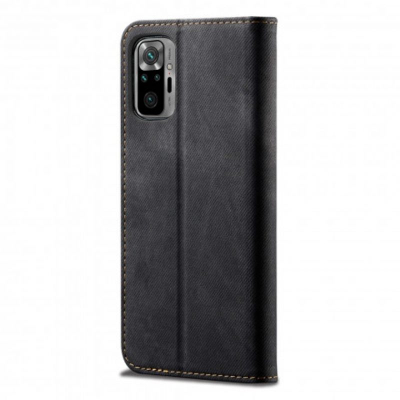 Folio Cover Xiaomi Redmi Note 10 Pro Custodia in pelle Tessuto Denim