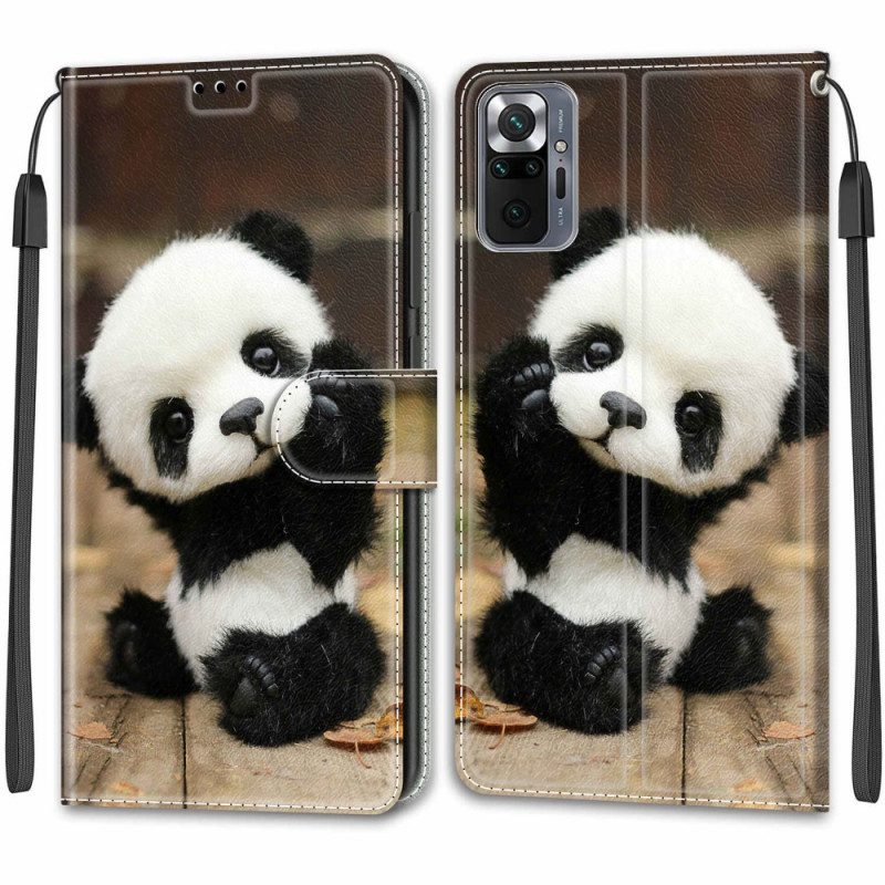 Folio Cover Xiaomi Redmi Note 10 Pro Piccolo Panda Con Cinturino