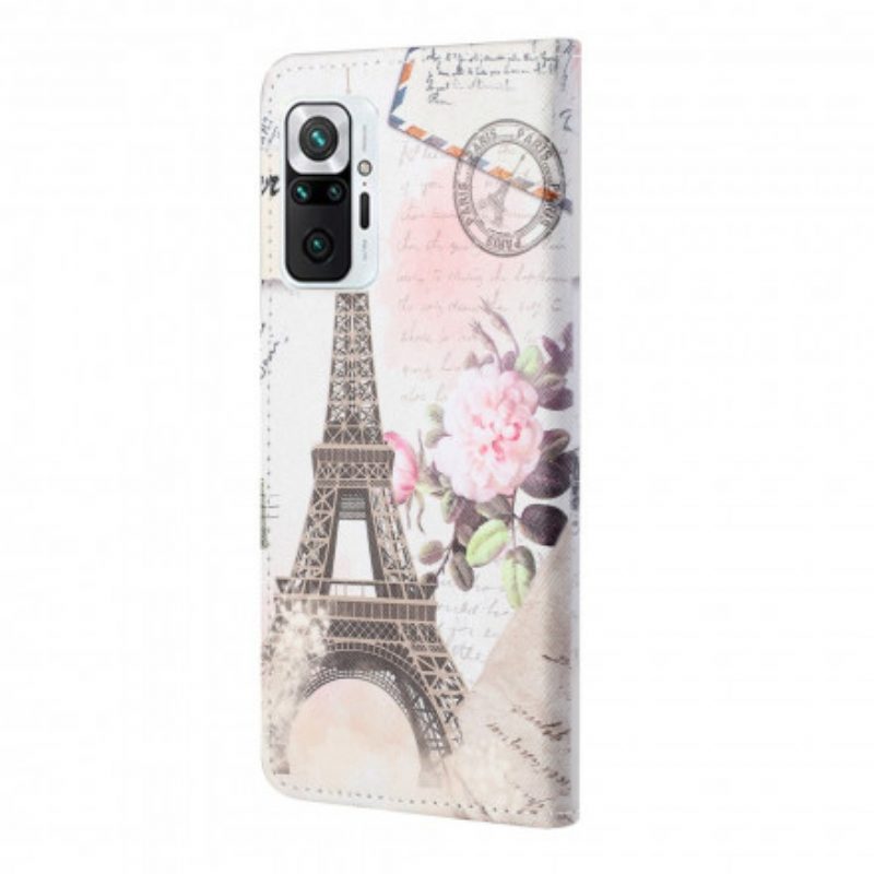 Folio Cover Xiaomi Redmi Note 10 Pro Retrò Torre Eiffel