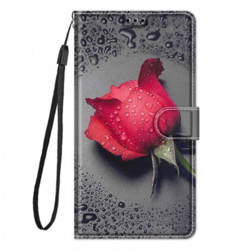 Folio Cover Xiaomi Redmi Note 10 Pro Rose Con Cordino
